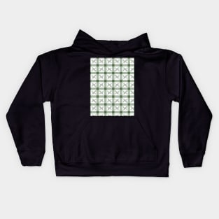 Festive Farmhouse Fir Branch Checkerboard - Sage Green - Cozy Winter Collection Kids Hoodie